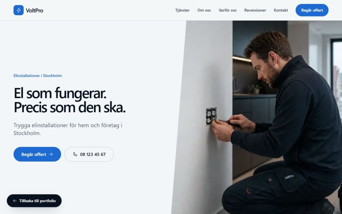 Desktopvy av VoltPro Elteknik
